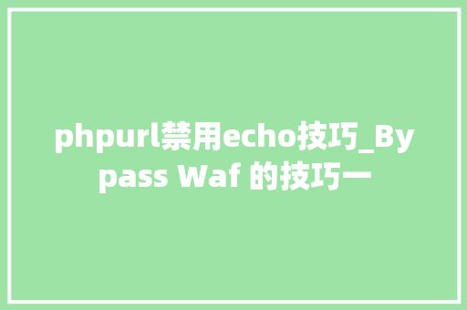 phpurl禁用echo技巧_Bypass Waf 的技巧一