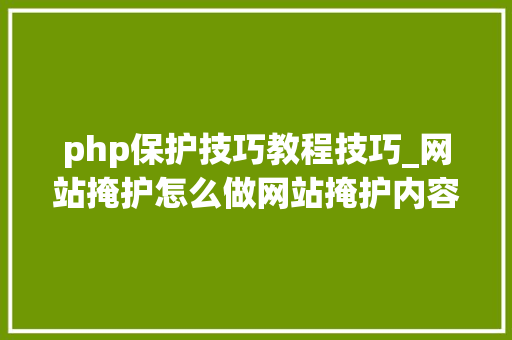 php保护技巧教程技巧_网站掩护怎么做网站掩护内容有哪些