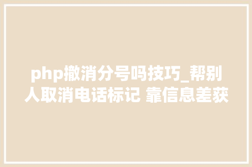 php撤消分号吗技巧_帮别人取消电话标记 靠信息差获取利润  项目流程拆解