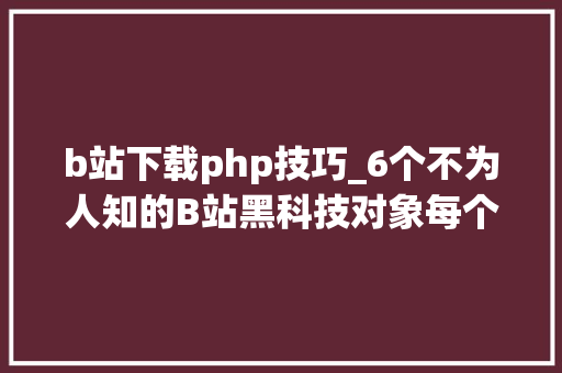 b站下载php技巧_6个不为人知的B站黑科技对象每个都超好用