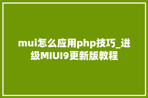 mui怎么应用php技巧_进级MIUI9更新版教程