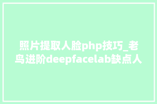 照片提取人脸php技巧_老鸟进阶deepfacelab缺点人脸图片快速处理