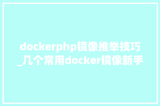 dockerphp镜像推举技巧_几个常用docker镜像新手测试极品