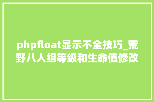phpfloat显示不全技巧_荒野八人组等级和生命值修改教程分享 等级和生命值怎么修改
