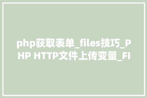 php获取表单_files技巧_PHP HTTP文件上传变量_FILES