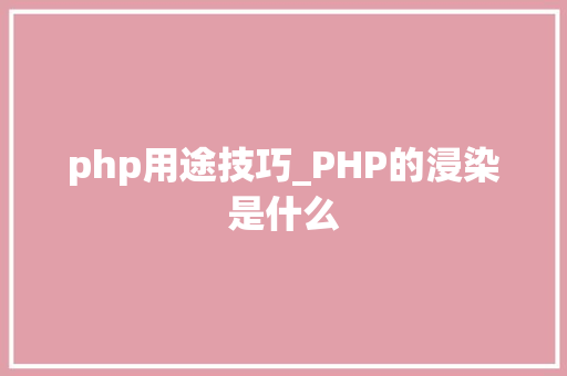 php用途技巧_PHP的浸染是什么