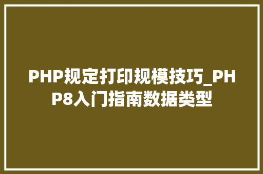 PHP规定打印规模技巧_PHP8入门指南数据类型