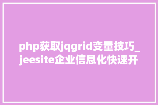 php获取jqgrid变量技巧_jeesite企业信息化快速开拓平台源码含有技能文档免费赠予