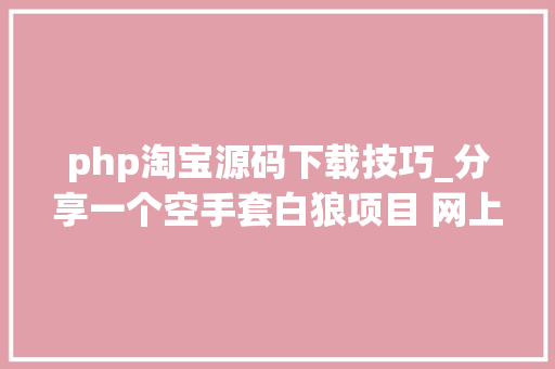php淘宝源码下载技巧_分享一个空手套白狼项目 网上卖虚拟资料赚钱