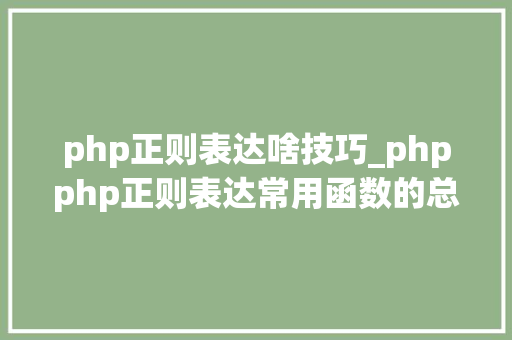 php正则表达啥技巧_phpphp正则表达常用函数的总结代码示例