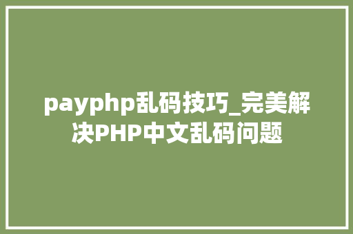payphp乱码技巧_完美解决PHP中文乱码问题