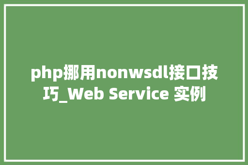 php挪用nonwsdl接口技巧_Web Service 实例