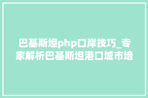 巴基斯坦php口岸技巧_专家解析巴基斯坦港口城市培植缓慢原因