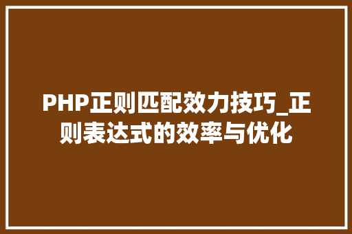 PHP正则匹配效力技巧_正则表达式的效率与优化