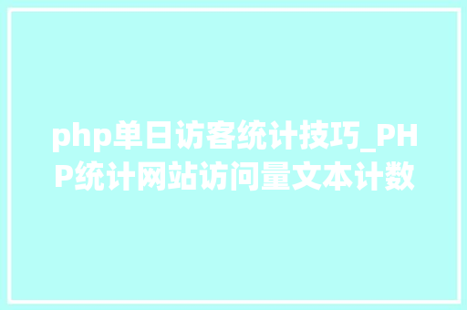 php单日访客统计技巧_PHP统计网站访问量文本计数器的实现方法图文视频
