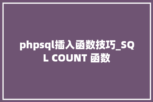 phpsql插入函数技巧_SQL COUNT 函数