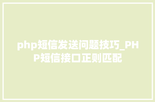 php短信发送问题技巧_PHP短信接口正则匹配