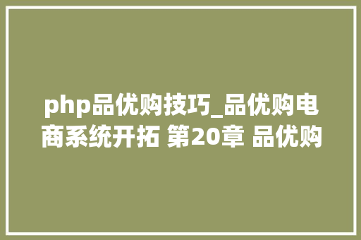 php品优购技巧_品优购电商系统开拓 第20章 品优购系统营业分析