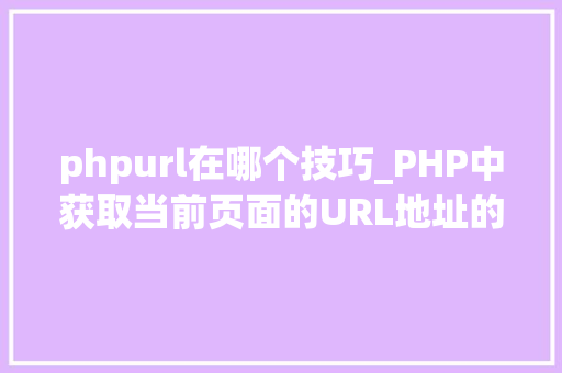 phpurl在哪个技巧_PHP中获取当前页面的URL地址的方法