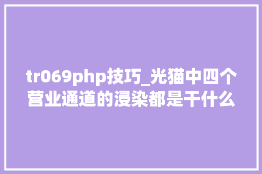 tr069php技巧_光猫中四个营业通道的浸染都是干什么用的哪些可以删除
