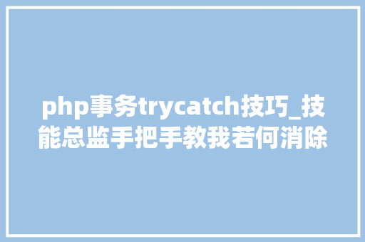 php事务trycatch技巧_技能总监手把手教我若何消除项目中丑陋的Try Catch获益匪浅