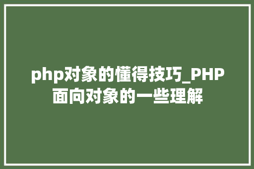 php对象的懂得技巧_PHP面向对象的一些理解