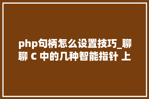 php句柄怎么设置技巧_聊聊 C 中的几种智能指针 上