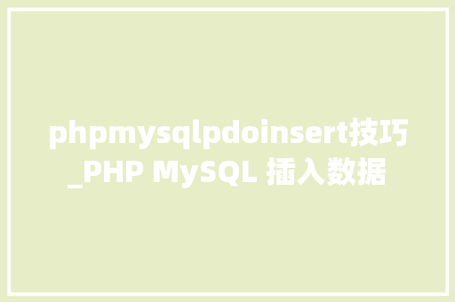 phpmysqlpdoinsert技巧_PHP MySQL 插入数据