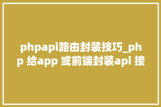 phpapi路由封装技巧_php 给app 或前端封装api 接口json格式