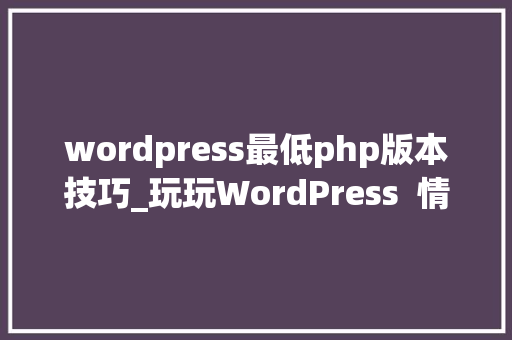 wordpress最低php版本技巧_玩玩WordPress  情形简介0