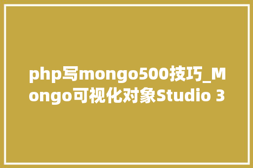 php写mongo500技巧_Mongo可视化对象Studio 3T 202370