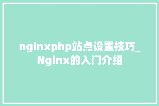 nginxphp站点设置技巧_Nginx的入门介绍