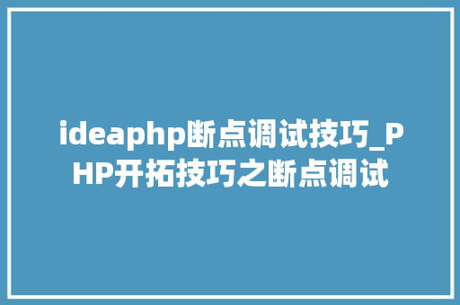 ideaphp断点调试技巧_PHP开拓技巧之断点调试