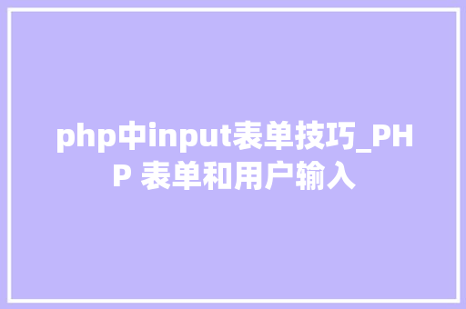 php中input表单技巧_PHP 表单和用户输入