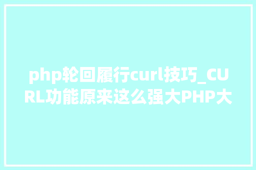 php轮回履行curl技巧_CURL功能原来这么强大PHP大年夜神都在用
