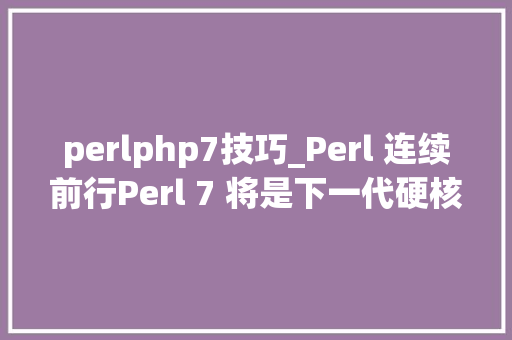 perlphp7技巧_Perl 连续前行Perl 7 将是下一代硬核老王点评版