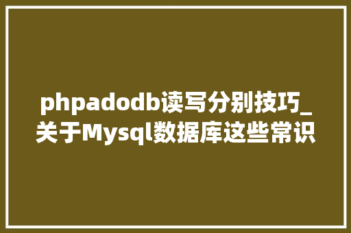 phpadodb读写分别技巧_关于Mysql数据库这些常识点你确定都邑了吗