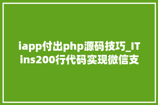iapp付出php源码技巧_ITins200行代码实现微信支付年夜众号支付不再踩坑附demo