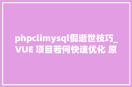phpclimysql假逝世技巧_VUE 项目若何快速优化 原力计划