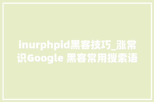 inurphpid黑客技巧_涨常识Google 黑客常用搜索语句一览  原力计划