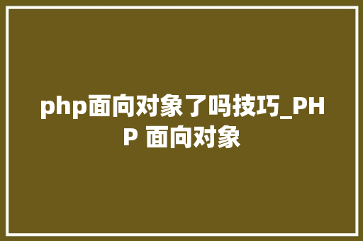 php面向对象了吗技巧_PHP 面向对象