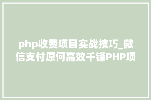 php收费项目实战技巧_微信支付原何高效千锋PHP项目实战公开课带你解密