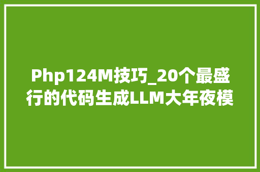 Php124M技巧_20个最盛行的代码生成LLM大年夜模型