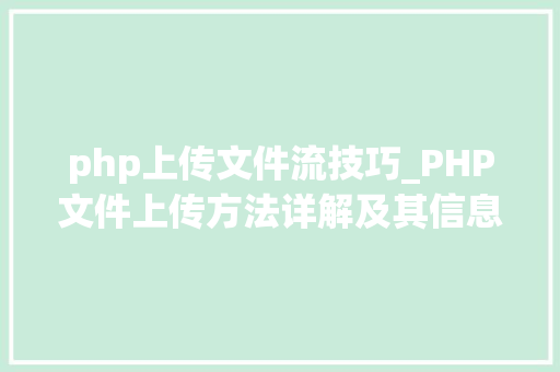 php上传文件流技巧_PHP文件上传方法详解及其信息解析附视频