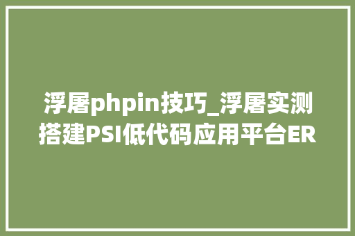 浮屠phpin技巧_浮屠实测搭建PSI低代码应用平台ERP系统源码