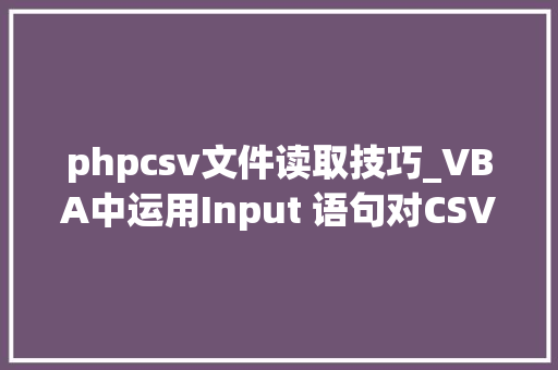 phpcsv文件读取技巧_VBA中运用Input 语句对CSV文件进行读取的灵活处理方法