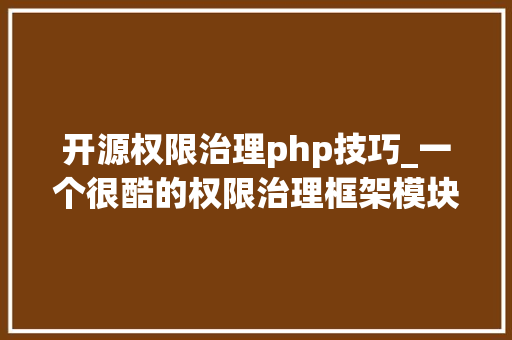 开源权限治理php技巧_一个很酷的权限治理框架模块化插件化极速开拓永远免费