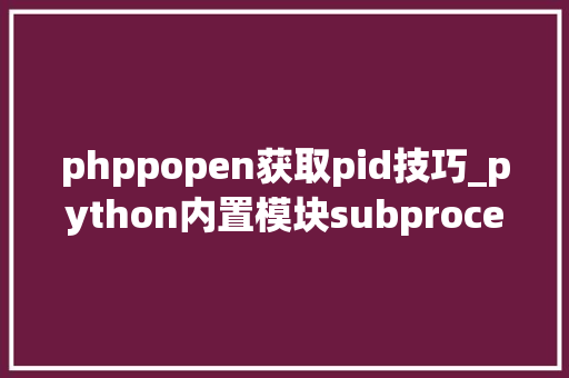 phppopen获取pid技巧_python内置模块subprocess 模块创建和治理子进程 phppopen获取pid技巧_python内置模块subprocess 模块创建和治理子进程
