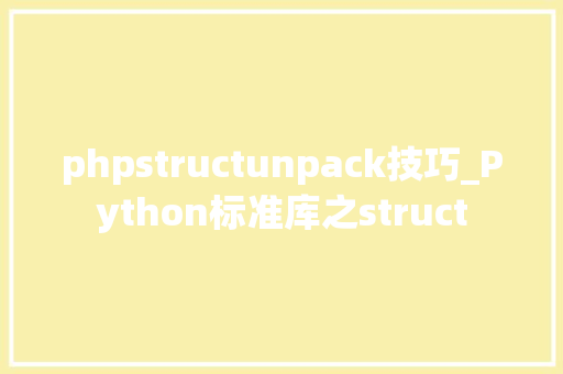 phpstructunpack技巧_Python标准库之struct