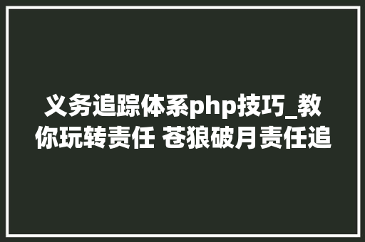 义务追踪体系php技巧_教你玩转责任 苍狼破月责任追踪系统
